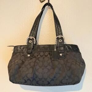 Coach Y2K Soho Pleated Signature Shoulder Bag Canvas and Leather Trim F13742